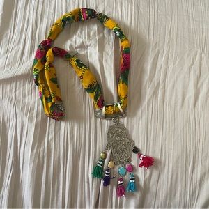 Handmade fabric and silver necklace! Made in Egypt